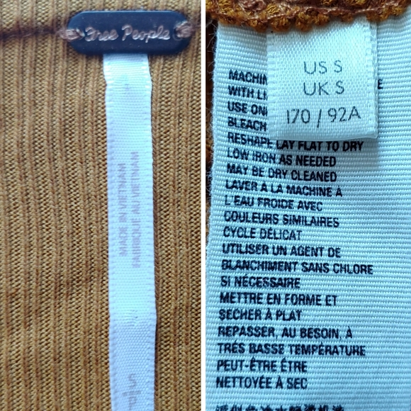 Free People Devin Autumn Pearl Bishop Sleeve Henley Waffle Knit Top S - Picture 6 of 8